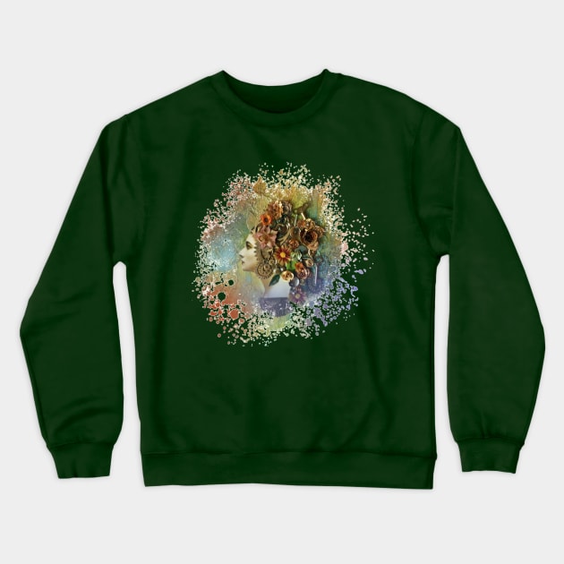 Steampunk woman painting Crewneck Sweatshirt by farq